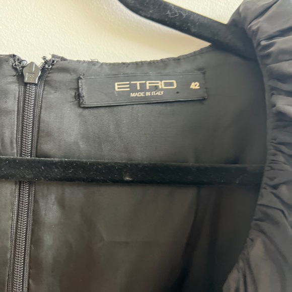 Etro Black Midi Dress with Ruffle Detail - Picture 7 of 10